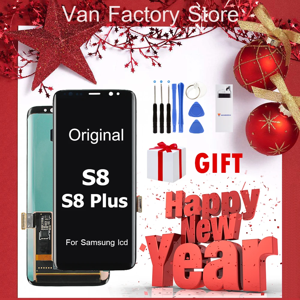

100% Original Super Amoled LCD Screen for Samsung Galaxy S8 Display G950 S8 Plus G955 Assembly Replacement with adhesives&tools