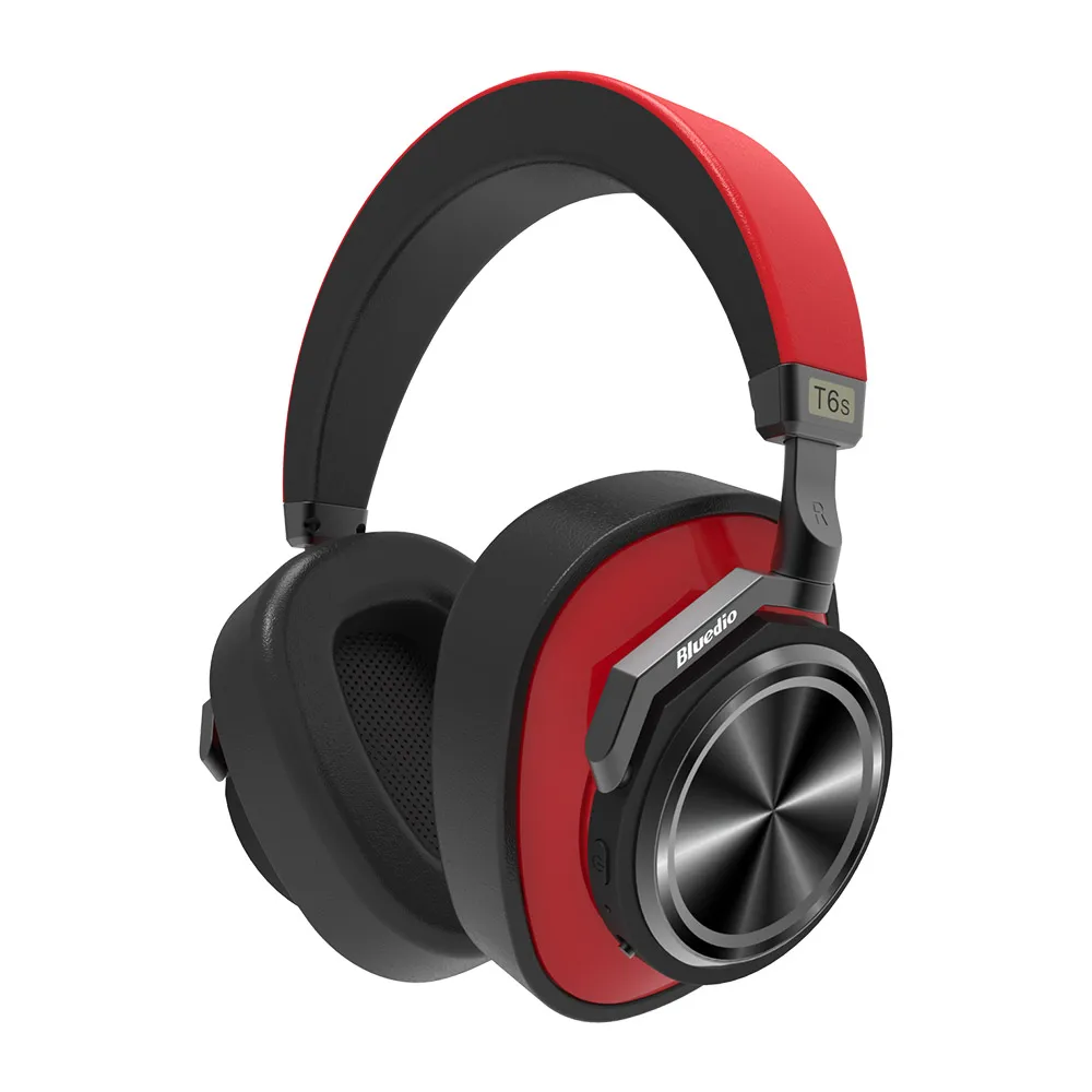 Bluedio T6S Bluetooth Headphones Active Noise Cancelling Wireless Headset for phones and music with voice control - Цвет: Red