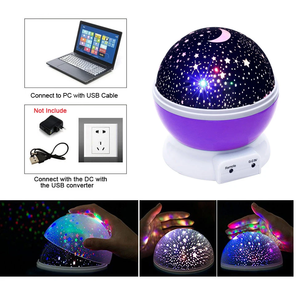 Светодиодный проектор с вращающейся звездой USB шнур новинка светильник ing Moon Sky