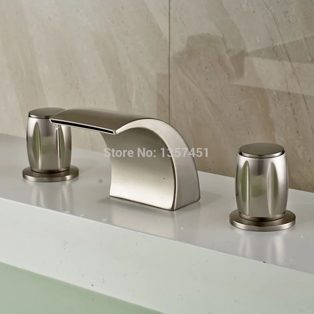 Led Light Waterfall Bathroom Sink Faucet 3 Holes Basin Mixer Tap Led Light Waterfall Bathroom Sink Faucet 3 Holes Basin Mixer Tap Brushed Nickel In Faucets From Home Improvement On Aliexpress Alibaba Group