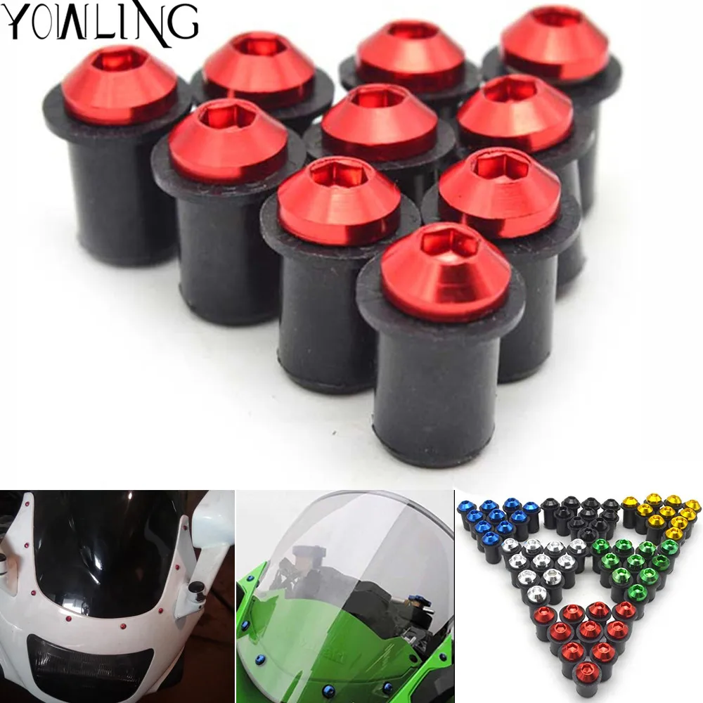 5mm 10pcs motorcycle Windshield Spike Bolts Screw Nuts accessories for yamaha MT125(r125) XT 660 R MT125 R1 R3 R6 XT660R MT-07