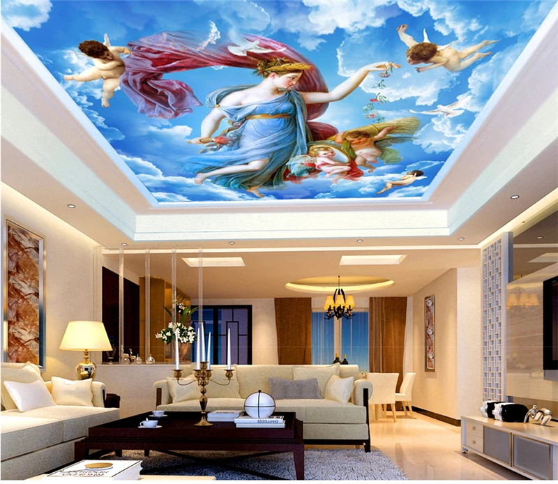 Customize Any Size 3D HD Interior Decoration Love God Sends the Zenith Silk Painting Wallpaper