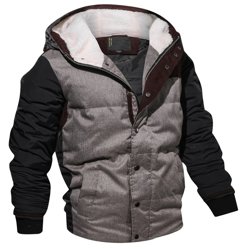 

Brand New Fashion Winter Men Warm Thickening Casual Hooded Collar Outdoors Breathable Coat Parka US Size Jacket Wholesale