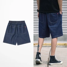 Джинсовые шорты мужские эластичные новые дикие прямые ковш хип хоп мужские шорты Свободные повседневные японские шорты Уличная одежда