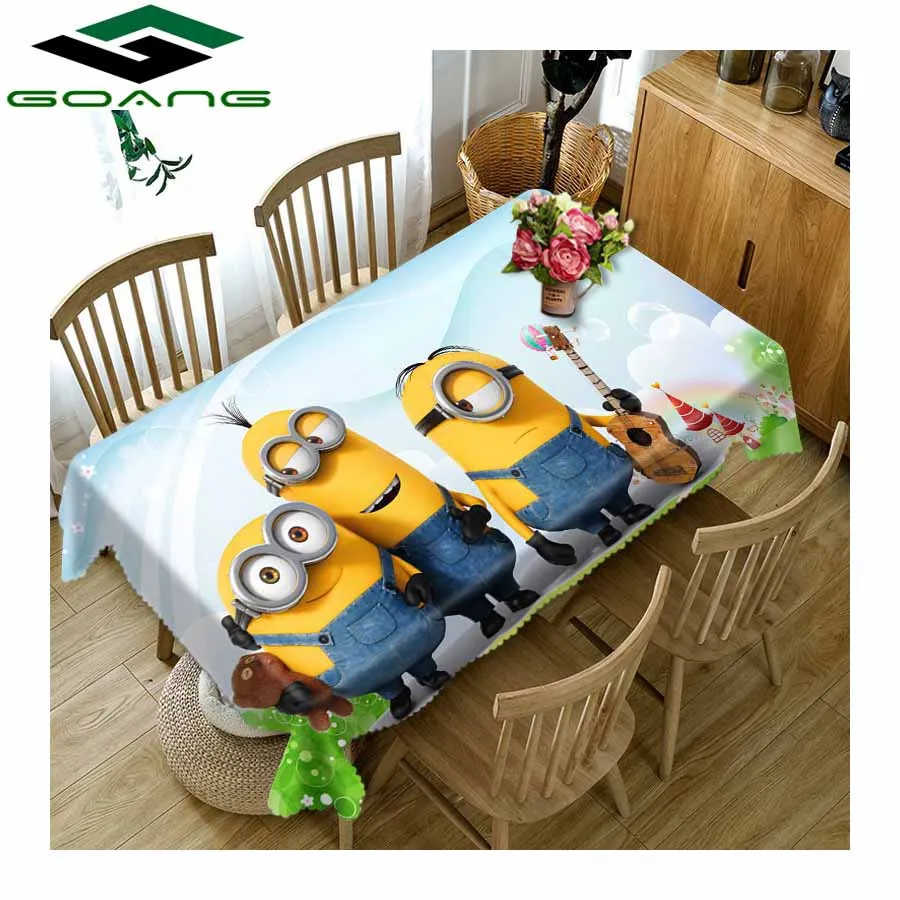 

GOANG tablecloth waterproof dustproof thicken table cloth rectangular and round table cover home Decoration 3d Cartoon minions