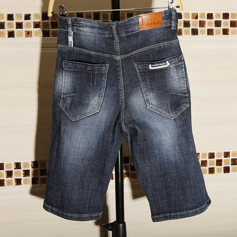 Мужские хлопковые джинсовые шорты синие короткие джинсы новые летние тонкие повседневные мужские короткие джинсы Прямые джинсовые короткие джинсы однотонные dnee длина