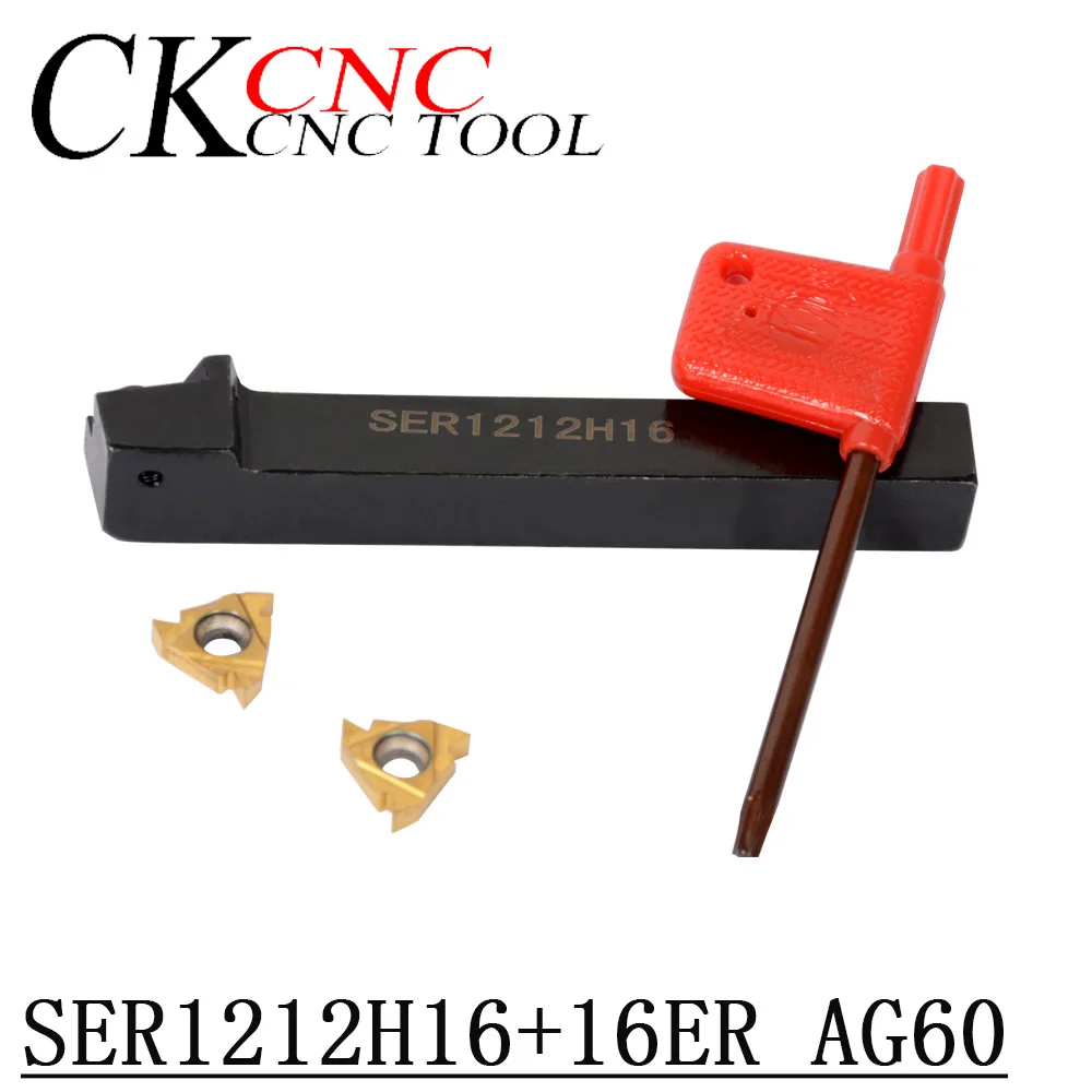 

1pcs SER1212H16 CNC tool holder for mast + 10 pieces 16ER AG60 turning insert with wrench, inch standard for turning tools