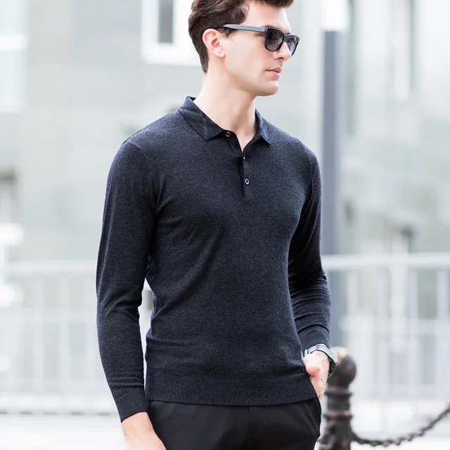 MACROSEA Men's Luxury Pure Wool Pullover Formal Business Sweaters Plaid Collar Brand Men's High