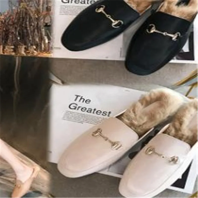 

2018 new Baotou rabbit fur fashion net red lazy wild flat with flat shoes