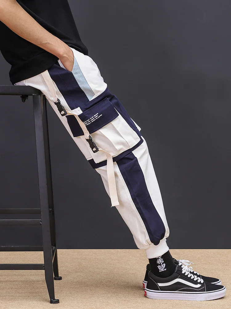 

Side Pocket Ribbon Cargo Harem Pants Hip Hop Joggers Streetwear Pants Sweatpants Men 2019 Autumn Casual Trousers