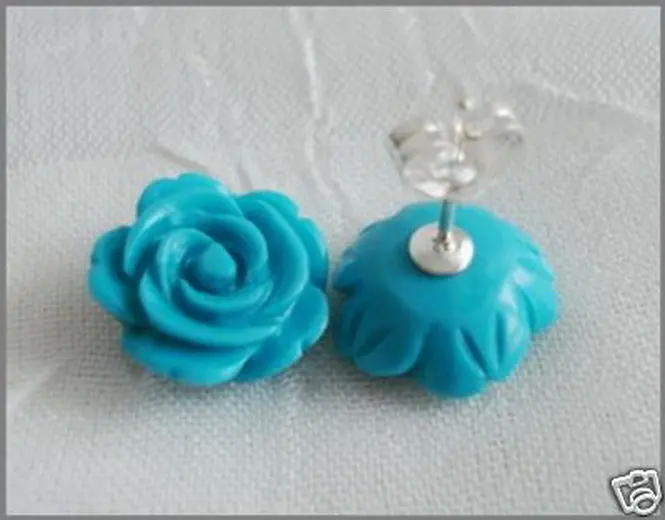 

Hot sale Free Shipping 5PCS >>>>Turquoise Flower 18KWGP Stud Earrings
