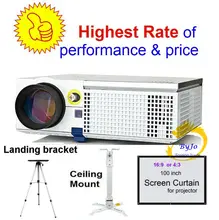 Светодиодный проектор ViEYiNG, HD проектор с дополнительным потолочным креплением, кронштейн для занавески, проектор для домашнего кинотеатра, ...