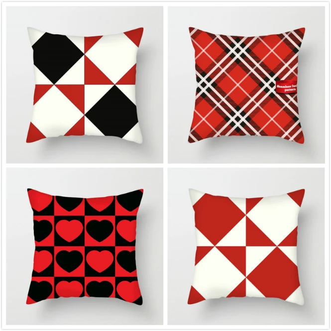 

Fuwatacchi Red Yellow Pillow Case Geometric Cushion Covers for Home Chair Sofa Decor Wave Heart Flower Pillowcase 2019