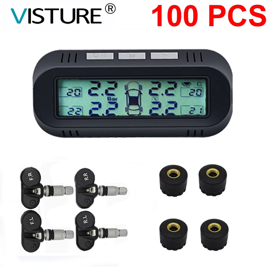 100 Pcs Per Lot Windshield Solar TPMS Car Tire Pressure Alarm Monitor System Tyre Monitoring Visture D05W D05N | Автомобили и