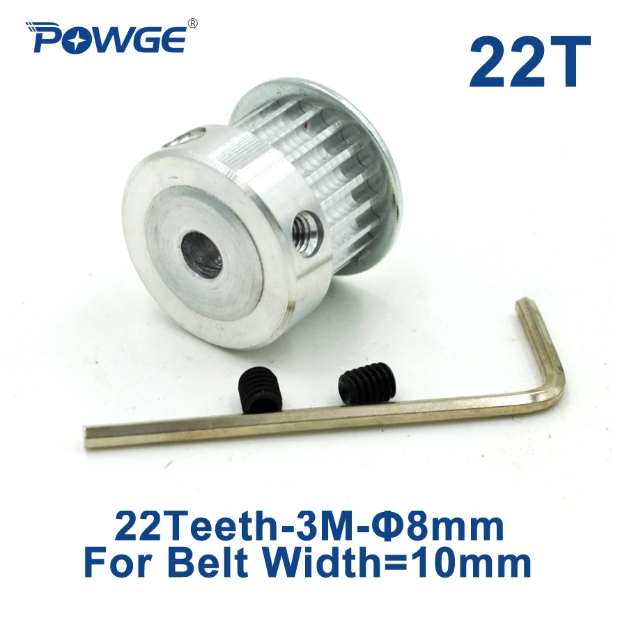 

POWGE Arc 22 Teeth 3M Timing Pulley Bore 8mm for Width 10mm HTD 3M Synchronous belt HTD3M pulley gear 22Teeth 22T