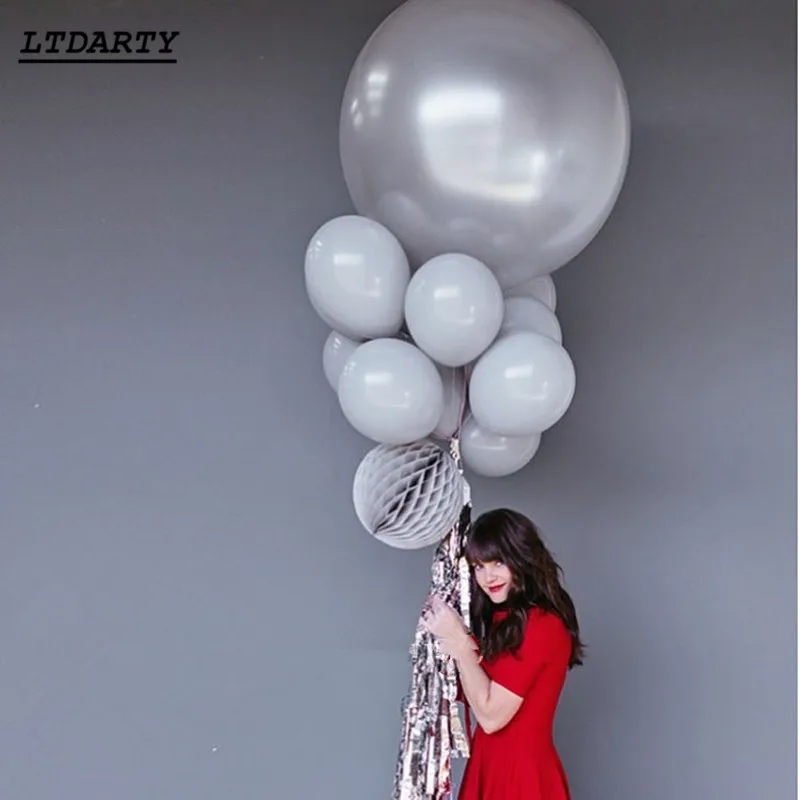 

50pcs new popular 10inch gray balloon mixed color matte latex xenon inflatable wedding birthday party decorative balloons