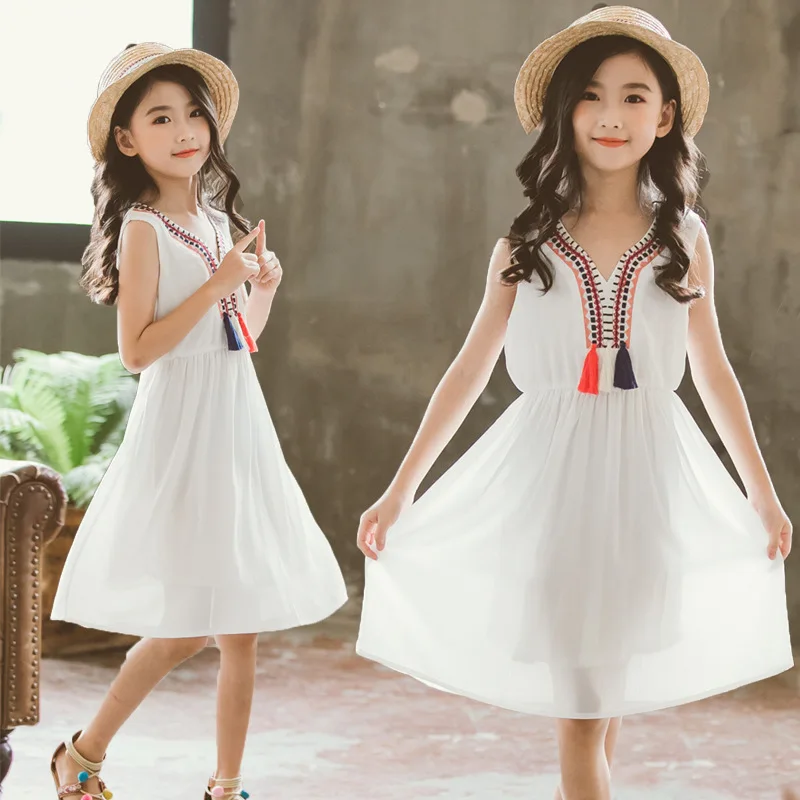 chiffon embroidered little girl princess dresses for kids party dress