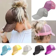 Модный конский хвостик летняя кепка-бейсболка сетчатые Шляпы Повседневная Спортивная блестящая шапка s Прямая