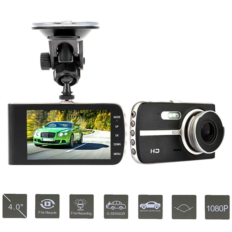 

Zinc Alloy 4" Large Screen Car DVR Camera High Definition 1080P Digital Driving Video Recorder Dual Lens Dash Cam Auto Camcorder