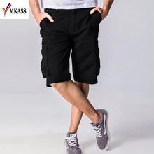 MKASS летние мужские мешковатые мульти карман Военная молния Карго короткие Горячие Бриджи мужские длинные армейский зеленый хаки мужские тактические Короткие