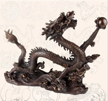 

shitou 002647 Chinese Bronze Copper Home Decoration Fengshui God Water Dragon Hold Bead Statue discount 30% (C0324)