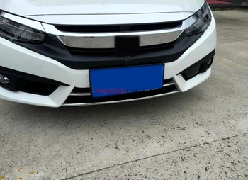 

For Honda Civic 10th Gen 4dr Sedan ABS Chrome plastics Front Bumper Lower Center Grille Grill Trim 2pcs car accessories