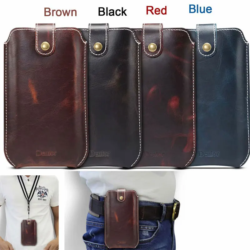 

Universal Phone Bag Pocket for Smart Phone Real Genuine Leather Pouch Waist Purse Case Cover for iphone Samsung huawei so on