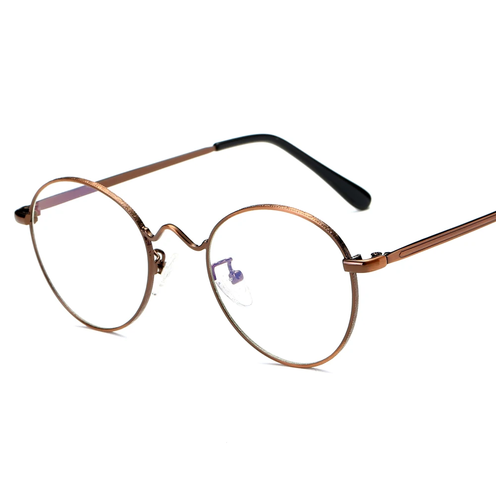 

Vintage Anti-blue Eyeglasses Frame Prescription Computer Glasses Black Gold Metal Round Glasses Frame Protection Eyewear Women