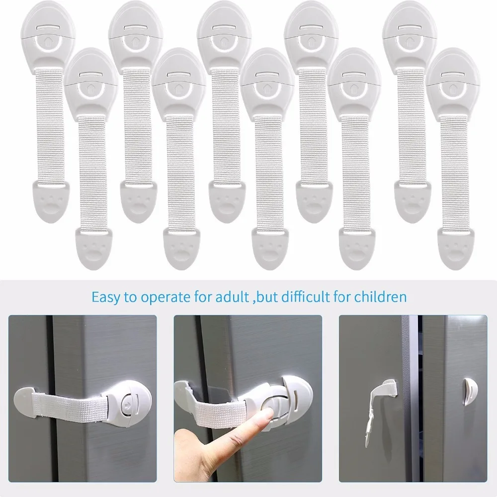 

10pcs/Lot Drawer Door Cabinet Cupboard Toilet Safety Locks Baby Kids Safety Care Plastic Locks Straps Infant Baby Protection