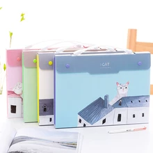 A4 PP Водонепроницаемый 13 слоев мультфильм кнопочная папка портативный расширяющийся кошелек для подачи продуктов многослойная коробка для приема данных файл