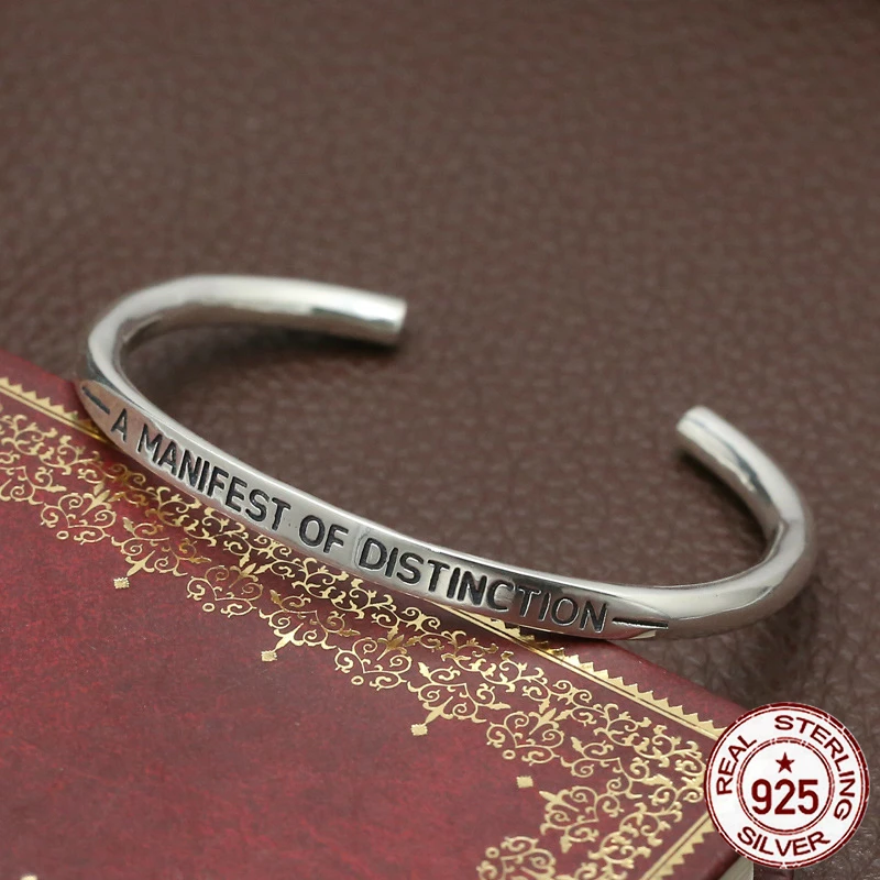

100% S925 sterling silver bracelet personality fashion retro punk style domineering letter shape to send gifts for lovers hot