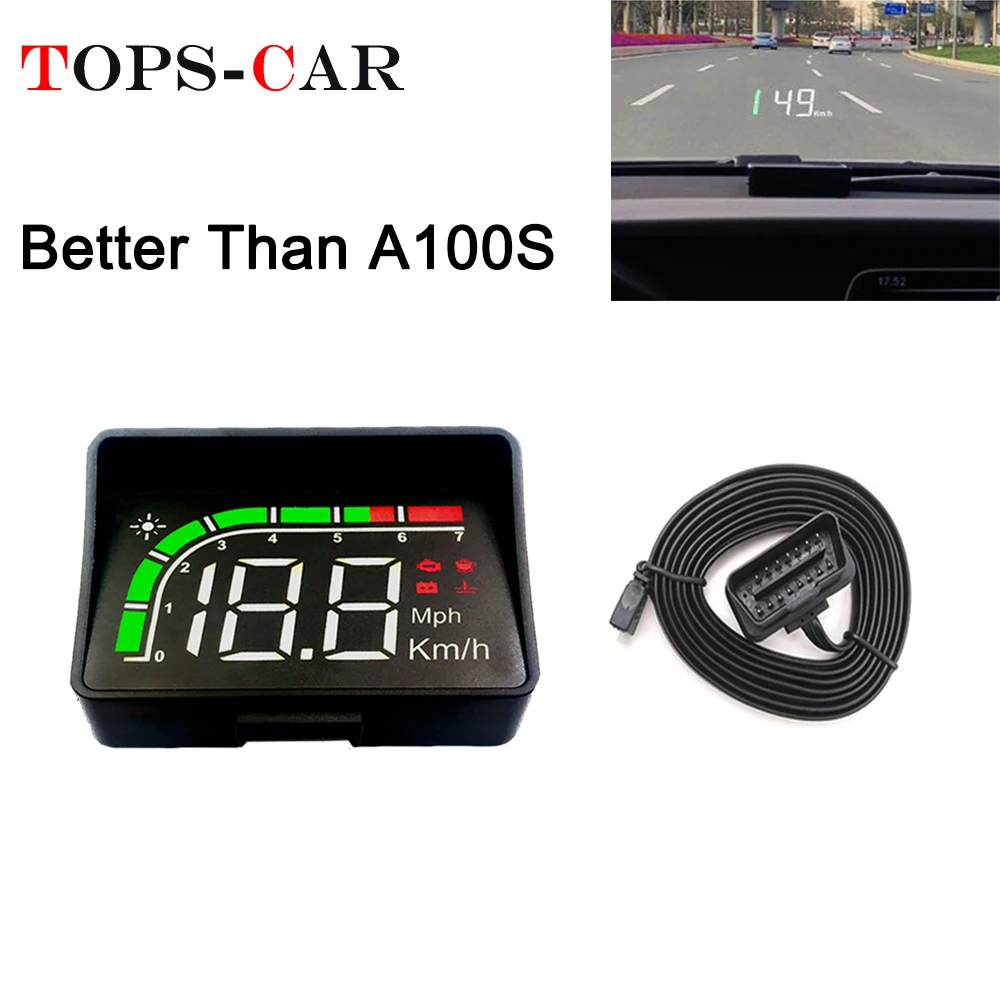 

GEYIREN C200 OBD HUD Car Head Up Display With Lens Hood OBD2 A100S Engine RPM Speed Meter Voltage Water Temperature Alarm