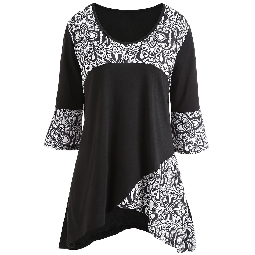 Aliexpress.com : Buy Plus Size 5XL Crescent Hem Tunic T shirt Women ...