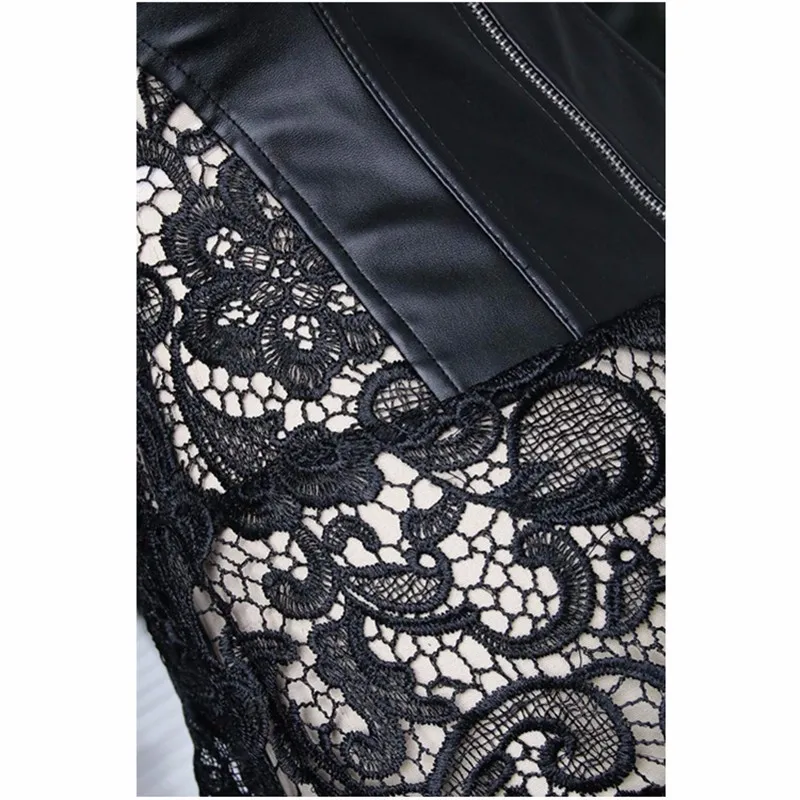 Женский сексуальный черный кружевной корсет из ПВХ, Фетиш-платье, пуш-бюстгальтер, форма тела, Дамский элегантный корсет из лакированной кожи для ночного клуба