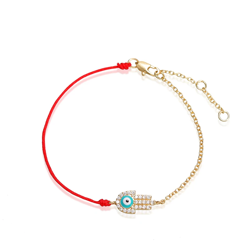 Rose gold inlay zircon crystal rose golden yellow gold bracelet with lucky red rope woven gold bracelet women jewelry valentine'