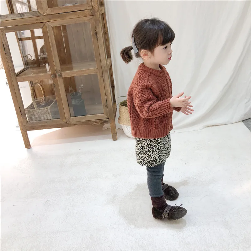 Детский Однотонный свитер для мальчиков и девочек, плотный теплый свитер, модные зимние топы в Корейском стиле, Детская верхняя одежда