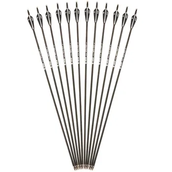 6/12/24 pcs 28/30/32 inches Mixed Carbon Arrow Spine 500 Black White Feathers for Recurve/Compound Bows Archery Hunting Shooting