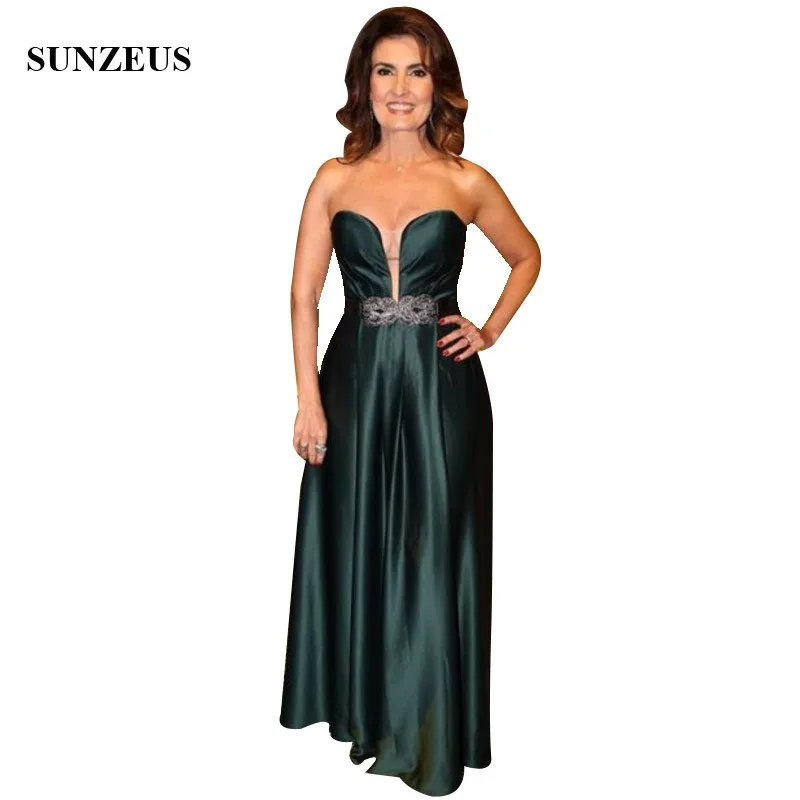 Strapless Sweetheart Eenvoudige Satin Moeder Van De Bruid Jurk Met Kralen Floor Lengte Lange Vrouwen Party Dress Wedding Strapless Sweetheart Eenvoudige Satin Moeder Van De Bruid Jurk Met Kralen Floor Lengte Lange Vrouwen Party Dress Wedding