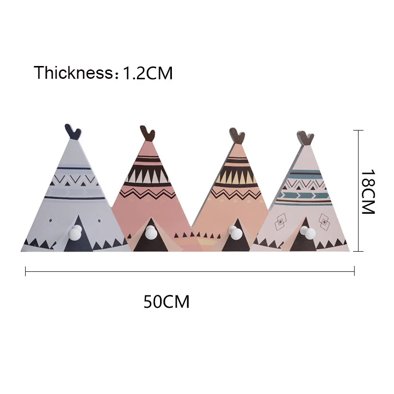 Деревянный крючок для одежды в скандинавском стиле с изображением мультяшных животных; крючок для одежды в виде автобуса; настенная вешалка; держатель для ключей; украшения для детской комнаты; украшения для дома - Color: Tent