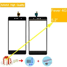 For Wiko Fever 4G Touch Screen Panel Sensor Digitizer Front Outer Glass Touchscreen Fever 4G Touch Panel Black Replacement