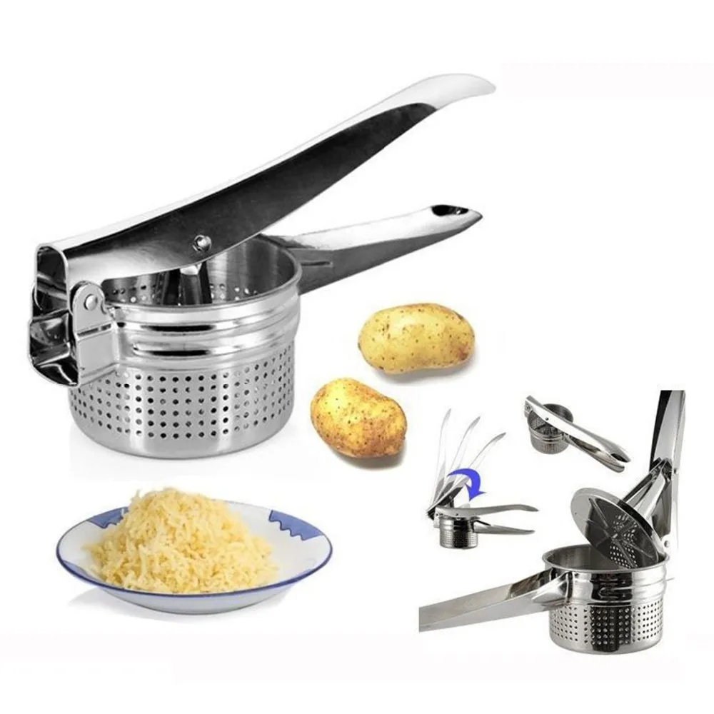 Potato Masher Stainless Steel Vegetable Mash Ricer Fruit Hand Press Kitchen Tool 