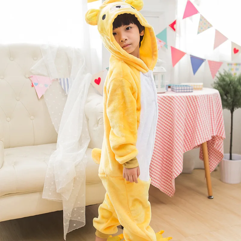 de Pijama de oso amarillo para niños y niñas, ropa de dormir de franela con dibujos de animales, Cosplay, con capucha, Kigurumi _ - AliExpress Mobile