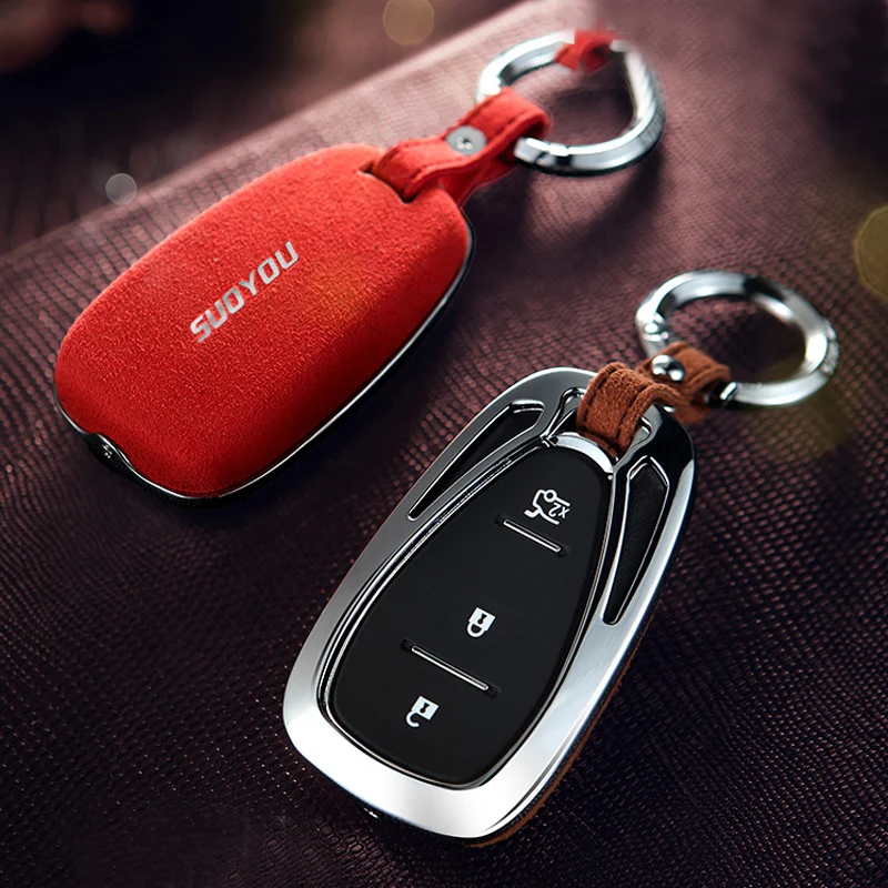 

Genuine Leather Galvanized Alloy Car Key Case Cover For Chevrolet Cruze 2013 Spark Onix Silverado Volt Camaro Aveo Sonic Opel