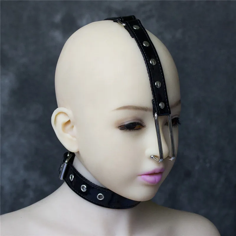 Unisex Silver Stainless Steel Nose Hook Force Rise Elastic Strap Adjustable Slave Training BDSM Bondage Gear