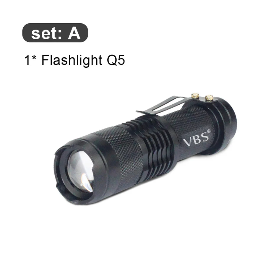 Ультра яркий фонарик с батареей Q5 мини-фонарик светодиодный фонарь, лампа aa 3 режима, перезаряжаемый фонарь, фонарик для кемпинга, рыбалки - Испускаемый цвет: Set A