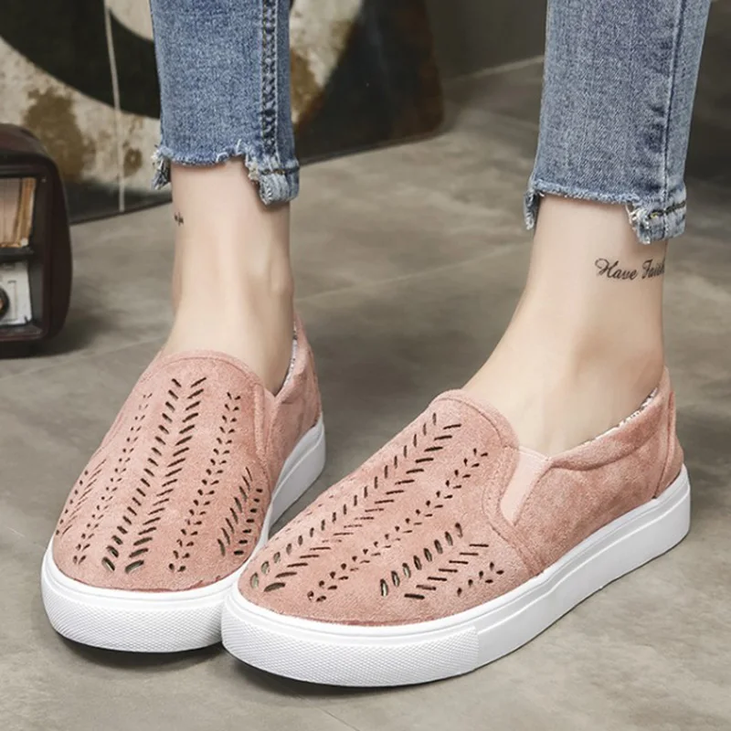 

Spring Slip On Women Vulcanized Shoes Shallow Women Shoes Breathable Loafers Women Sneakers Mesh Women Flats Platform Sneakers