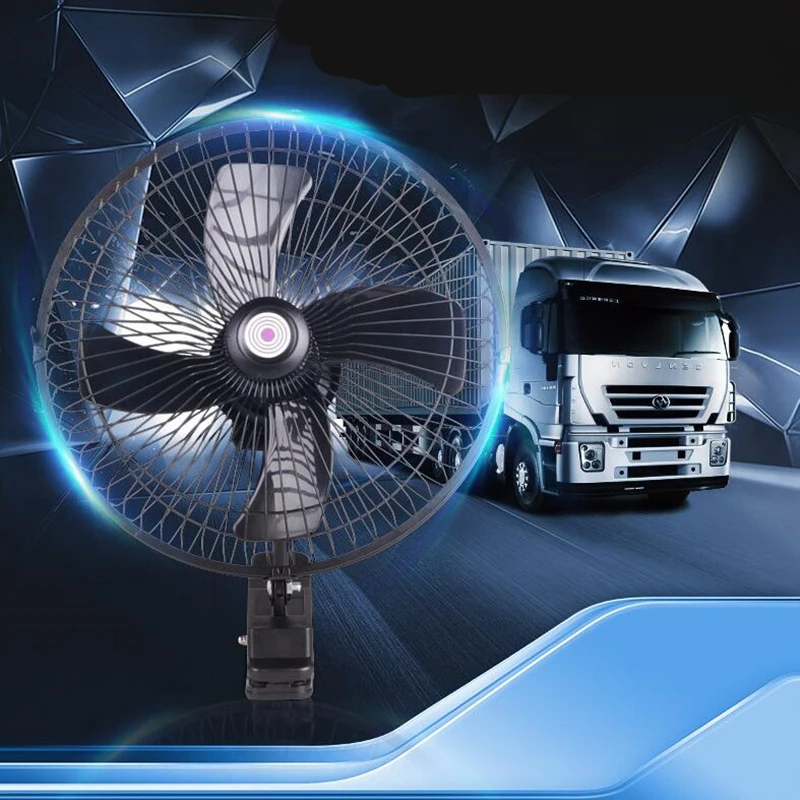 

Car Fan 12V/24V Fan In The Car Truck Home Clip-On Dashboard Oscillating 2 Speed Airflow Vehicle Fan Car Cooler