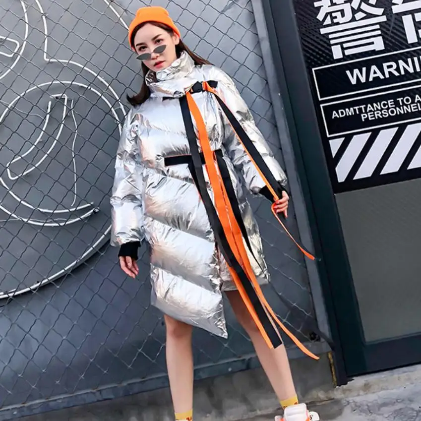 Hiver Veste L1513 De silver Épaissir Irrégulière Streamer Gray Black Chaud Mode Pain Manteau Parkas Femmes Boucle Lâche Coton Survêtement ftrxtZ