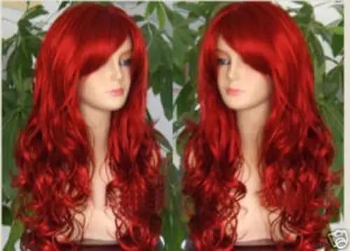 Шун wig.02547 Fastshipping Очаровательные Длинные Красные Волнистые Челки Женщины Cosplay