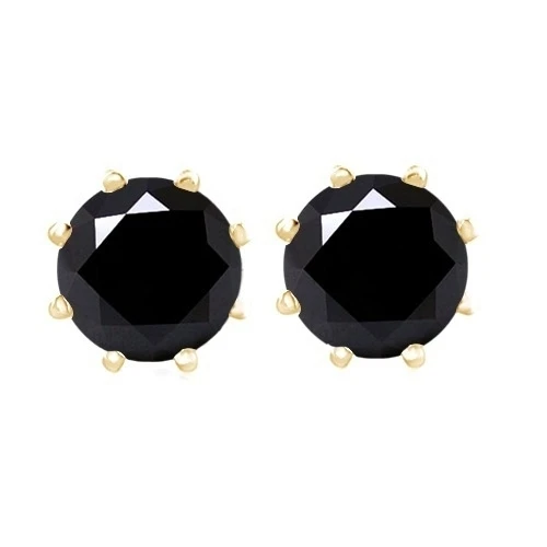 2/5 Ct Black Diamond 8 Prongs 14K Yellow Gold Over Stud Earrings $999